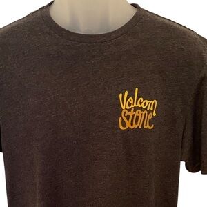 VOLCOM Stone Yellow & Orange Logo Gray Modern Fit Tee Shirt Men M Medium